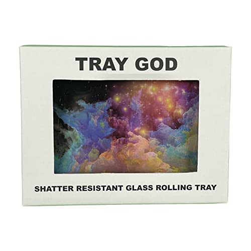 Glas-Rolltablett "Colorful Space" bruchfest 12,7 x 16,5 cm Tabakrauchzubehör – Tablett Gott von Tray God