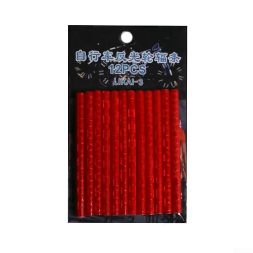 12 bunte reflektierende Fahrradspeichen zur Verbesserung der Sichtbarkeit und Personalisierung Ihres Fahrrads (Rot (12)) von Trayneel