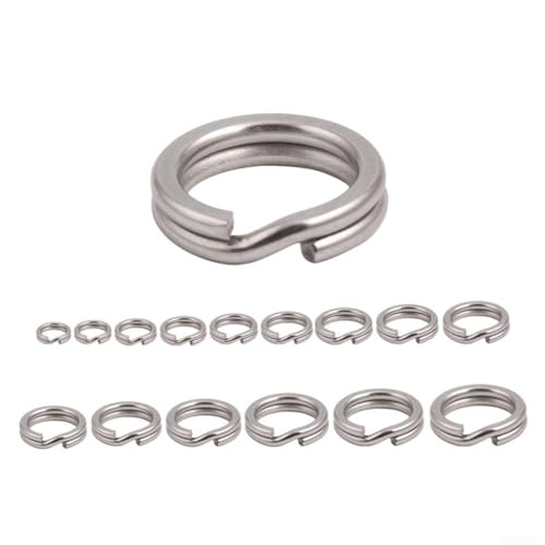 Angel-Spaltringverbinder mit doppeltem Spaltverschluss aus Edelstahl für lang anhaltende Angelleistung (12 mm) von Trayneel