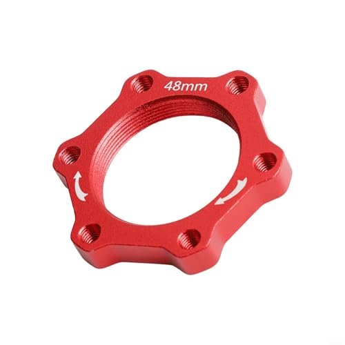 Drehnabenflansch-Basis-Kontermutter 4448 mm Scheibenbremsenflanschadapter 6 Bolzenlöcher aus Aluminiumlegierung gehärtet für Mountainbike (44 mm rot) von Trayneel