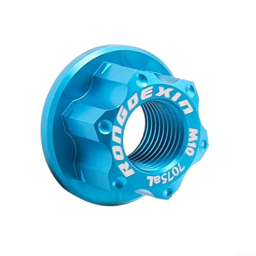 Fahrrad-Hinterrad M10 Nabenmutter Flanschschloss Schraube Aluminiumschraube für sichere Achsenmontage und lange Lebensdauer (blau) von Trayneel