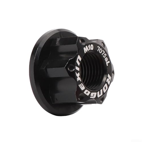 Fahrrad-Hinterrad M10 Nabenmutter Flanschschloss Schraube Aluminiumschraube für sichere Achsenmontage und lange Lebensdauer (schwarz) von Trayneel