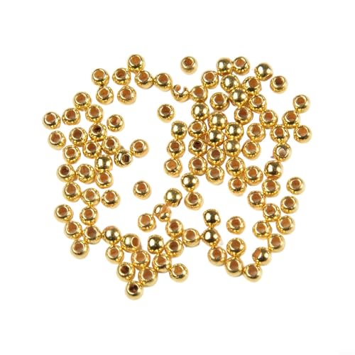 Gold Fliegenbinden Perlen zum Angeln 100 Stück Set mit Senkloch Design (3 mm Gold) von Trayneel