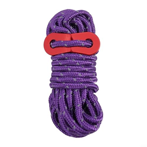 Reflektierendes Camping-Windseil, 4 mm, mit verstellbarer Schnalle, perfekt für Zelte und sichere Verwendung im Freien (lila) von Trayneel