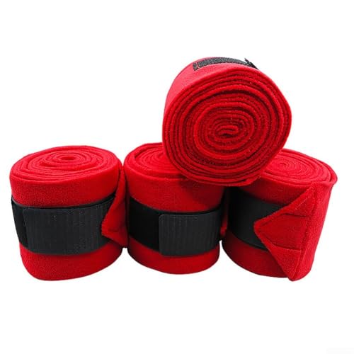 Soft For Horse Leg Wraps, 4pcs Protective Bandages for Riding Show, Shields Tendons and Blood Vessels (Red) von Trayneel