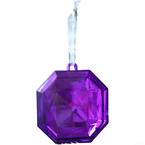 Weihnachtsbaum-Dekoration zum Aufhängen mit Kunststoff-Ornamenten mit Glitzer-Edelstein-Akzenten in quadratischen und runden Designs (Amethyst-Lila) von Trayneel