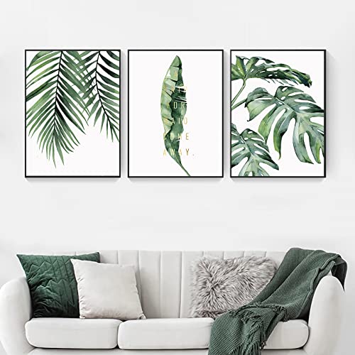 3er Premium Poster Set Skandinavischer Stil Tropische Pflanzen Poster Grüne Blätter Bild Moderne Wandbilder, Bilder auf Leinwand für Wohnzimmer Schlafzimmer Deko,Ohne Rahmen (21x30cm) von Trayosin