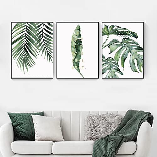 3er Premium Poster Set Skandinavischer Stil Tropische Pflanzen Poster Grüne Blätter Bild Moderne Wandbilder, Bilder auf Leinwand für Wohnzimmer Schlafzimmer Deko,Ohne Rahmen (30x40cm) von Trayosin
