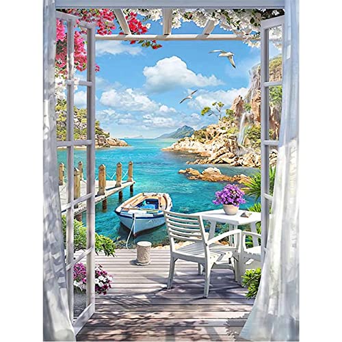 Trayosin 5D Diamond Painting Erwachsene Diamant Painting Bilder Daiments Painting Mit Zubehör Landschaft Diamond Art Painting Bilder Für Indie Aesthetic Room Decor (Meereslandschaft,60x90cm) von Trayosin