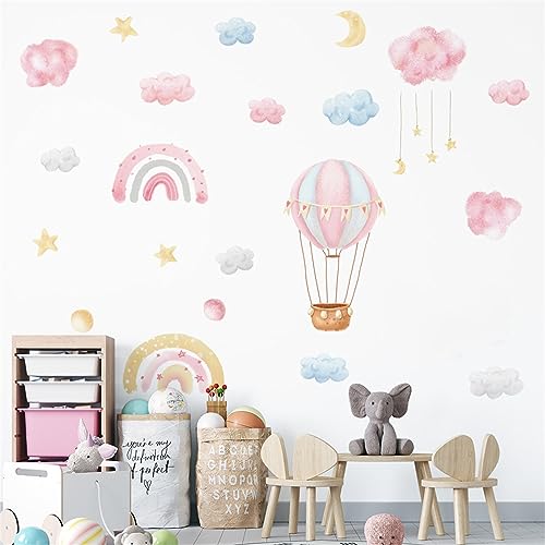 Regenbogen Wandsticker, Regenbogen Sonne Mond Babyzimmer Wandtattoo, DIY Wandaufkleber für Junge Mädchen Schlafzimmer Kinderzimmer Wanddeko (A) von Trayosin