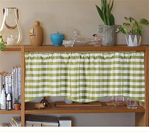 Trayosin 2er Set Kariert Scheibengardine, Landhausstil Bistrogardine, Kurztores Gaze Fensterschal Bistrogardinen für Wohnzimmer Schlafzimmer Heim Dekoration Gardinen 132x46cm (Grün) von Trayosin