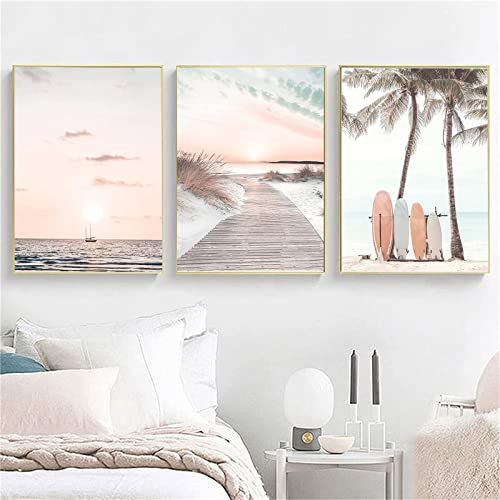 Trayosin 3-teiliges Poster Set, Bilder Wohnzimmer Deko Schlafzimmer,Sonnenuntergang Strand Natur Bild Moderne Wandbilder, Wohnzimmer Schlafzimmer Wanddeko Kunst ohne Bilderrahmen (50x70cm) von Trayosin