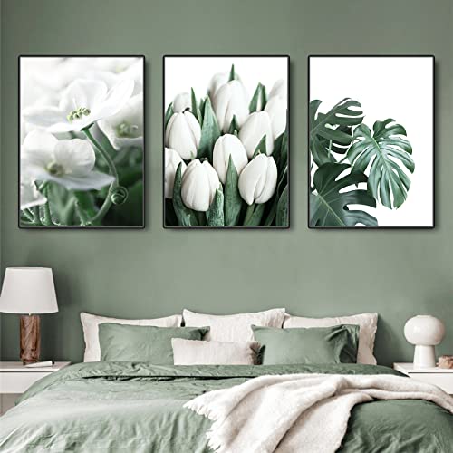 Trayosin 3-teiliges Poster Set, Moderne Aesthetic Grüne Pflanze Blume Bilder Leinwand Gemälde Wandkunst, Wanddeko Bild Wohnzimmer & Schlafzimmer,Moderne Wandbilder, ohne Bilderrahmen (40x60cm) von Trayosin