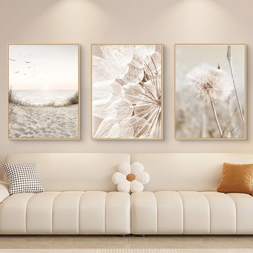 Trayosin 3-teiliges Poster Set,Moderne Boho Pampasgras Bilder Wohnzimmer Deko Schlafzimmer Wandbilder Beige Kunst Bild ohne Rahmen Kunstdruck Leinwandbild (A,50x70cm) von Trayosin