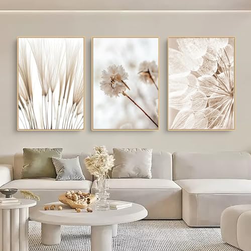 Trayosin 3-teiliges Poster Set,Moderne Boho Pampasgras Bilder Wohnzimmer Deko Schlafzimmer Wandbilder Beige Kunst Bild ohne Rahmen Kunstdruck Leinwandbild (D,21x30cm) von Trayosin