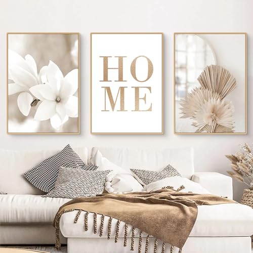 Trayosin 3-teiliges Poster Set,Moderne Boho Pampasgras Bilder Wohnzimmer Deko Schlafzimmer Wandbilder Beige Kunst Bild ohne Rahmen Kunstdruck Leinwandbild (E,50x70cm) von Trayosin