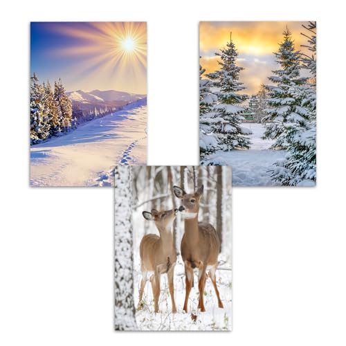 Trayosin 3-teiliges Poster Set Winter Natur Wandbilder Aesthetic Bilder Moderne Wandbilder, Wohnzimmer Schlafzimmer Flur Wanddeko, ohne Rahmen (21x30cm) von Trayosin