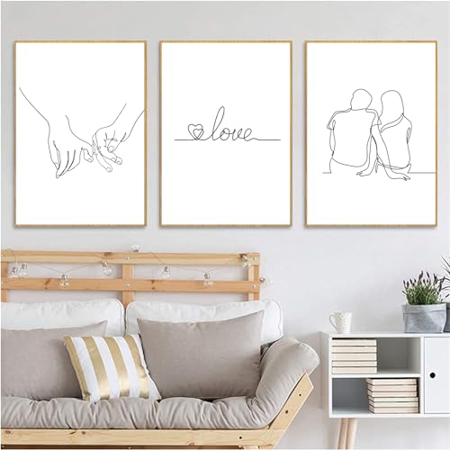 Trayosin 3-teiliges Premium Poster Set, Hand in Hand in Schwarz und Weiß, Moderne Wanddrucke Wandposter Bilder Wandbilder für Wohnzimmer und Schlafzimmer - ohne Bilderrahmen (40x50cm) von Trayosin