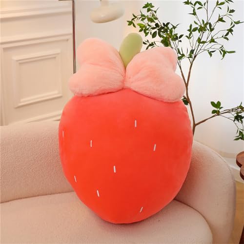 Trayosin 3D Erdbeeren PlüschKissen,Erdbeeren Dekokissen Kopfkissen,Überwurfkissen Schlafzimmer Sofa Dekoration,Erdbeeren Kürbis dekoratives Kissen,Gefüllte Spielzeuge (Rot,25cm) von Trayosin