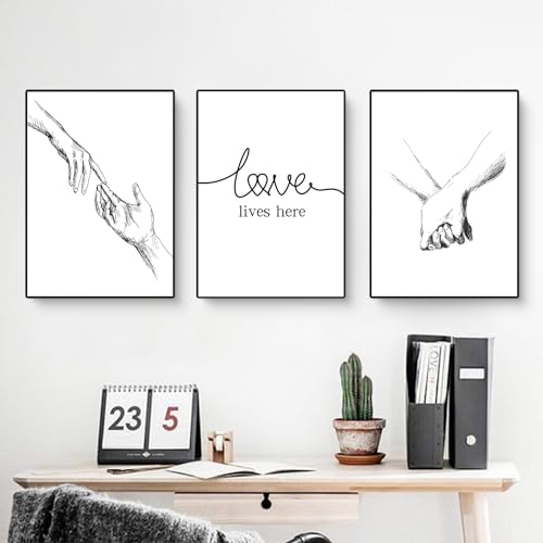 Trayosin 3er Premium Poster Set, Hand in Hand Bilder, Moderne Wandkunst Wandbilder, Wandposter Posterset, Deko für Wohnzimmer Schlafzimmer ohne Rahmen (50x70cm) von Trayosin