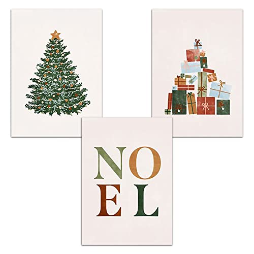 Trayosin 3er Premium Poster Set, Weihnachtsbaum Frohe Weihnachten Bilder, Ohne Rahmen Wandbilder, Christmas Deko Wanddeko für Wohnzimmer Schlafzimmer Weihnachten Dekoration (30x40cm) von Trayosin