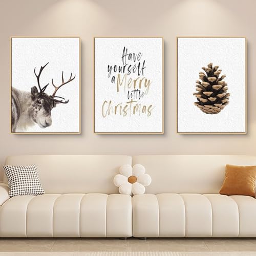 Trayosin 3er Premium Poster Set, Winter-Schnee-Landschaft Bild, Leinwand Gemälde Wandkunst Poster und Druck für Moderne Wandbilder Wohnkultur, Weihnachtsdekoration (30x40cm) von Trayosin