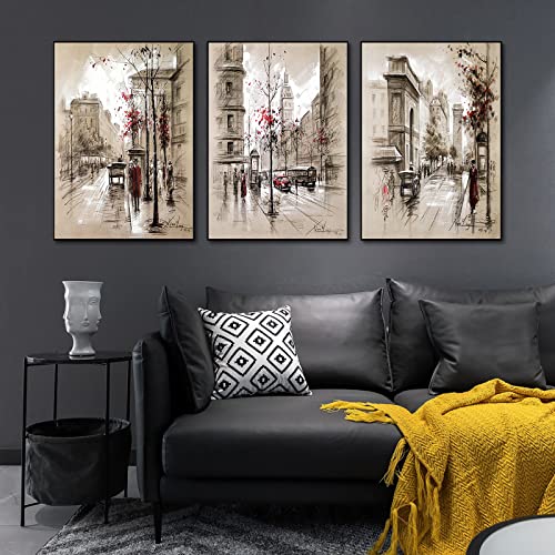 Trayosin 3er Premium Poster Set Abstract städtisches Straßenbild Bilder Retro Deko für Schlafzimmer und Wohnzimmer, Poster Vintage, Moderne Wandbilder,ohne Rahmen (40x50cm) von Trayosin