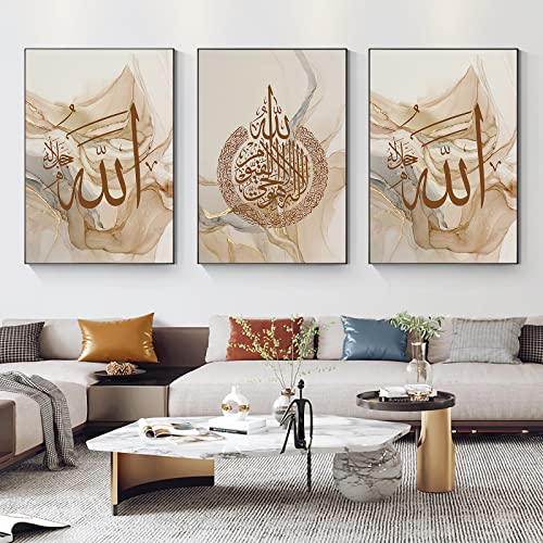 Trayosin 3er Premium Poster Set Gold, Abstrakt Rosenquarz Bilder, Ohne Rahmen, Moderne Bilder, Bilderwand,Wandbilder für Schlafzimmer und Wohnzimmer (50x70cm) von Trayosin