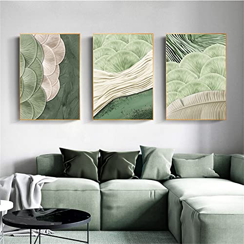 Trayosin 3er Premium Poster Set Grün, Premium Ginkgo Blätter Wandbilder, Kunstdrucke Print Bilder Deko,Poster Set,Leinwand Bilder Set Wohnzimmer Deko,ohne Rahmen (21x30cm) von Trayosin