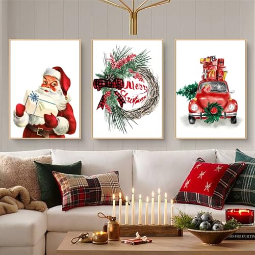 Trayosin 3er Weihnachts-Poster Set, Modern Weihnachtsmann Bilder, Winter- Print Kunstposter, Wandkunst Wandbilder Wanddeko für Wohnkultur, Ohne Rahmen (A,40x50cm) von Trayosin