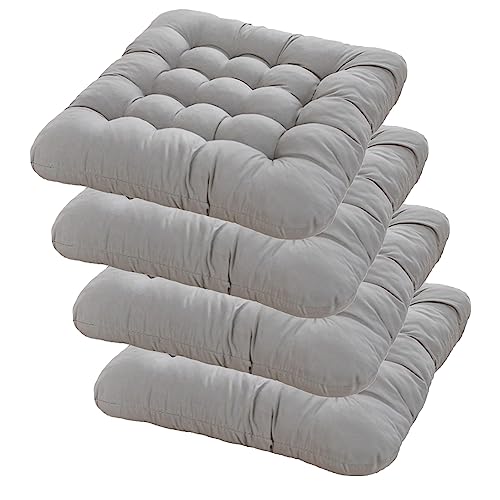 Trayosin 4er Set Stuhlkissen 40x40 cm Sitzkissen Bodenkissen,Elegantes Sitzkissen für Gartenstuhl Stuhlkissen mit weicher Polyester-Füllung für Indoor und Outdoor (Grau) von Trayosin