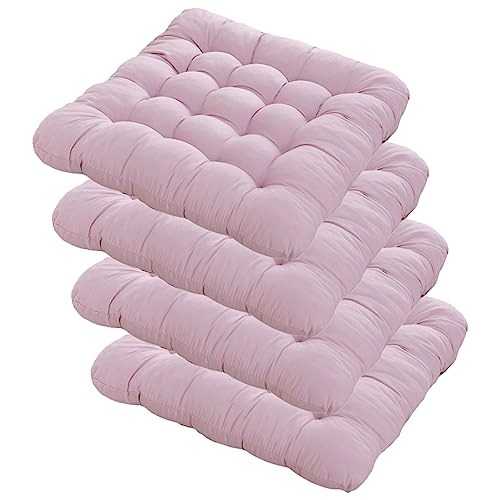 Trayosin 4er Set Stuhlkissen 40x40 cm Sitzkissen Bodenkissen,Elegantes Sitzkissen für Gartenstuhl Stuhlkissen mit weicher Polyester-Füllung für Indoor und Outdoor (Rosa) von Trayosin