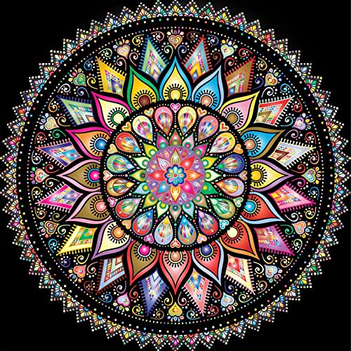 Trayosin 5D DIY Diamond Painting Kits Mandala, Vollbohrer Blumen Diamant Malerei Kits für Kinder Erwachsene, Diamant Stickerei Leinwand Bilder Malerei, Wohnwand Dekor (1Mandala,50x50cm) von Trayosin