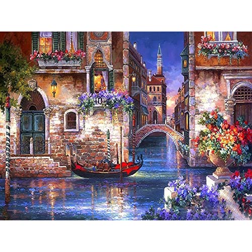 Trayosin 5D Diamond Painting Erwachsene Venedig Diamant Painting Bilder mit Diamond Painting Zubehör für Erwachsene Kinder für Home Wand Decor Geschenk (Venedig,40x50cm) von Trayosin