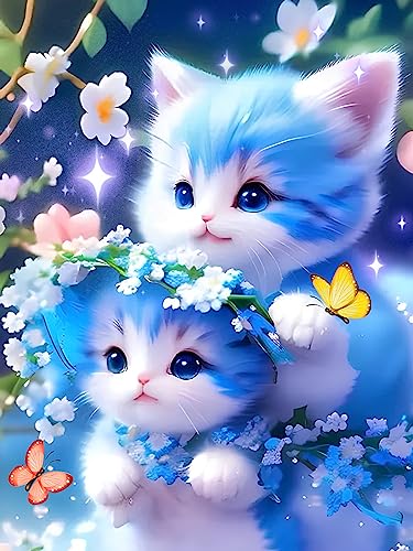 Trayosin 5D Diamond Painting Katze, Diamant Painting Bilder,DIY Diamond Painting Tier Kits für Kinder und Erwachsene, 5D Diamond Malerei Set Mosaik Gemälde Kreuzstich Room Decor (60x90cm) von Trayosin