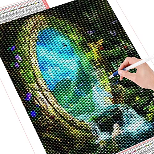 Trayosin 5D Diamond Painting Kits für Erwachsene Kind Landschaften DIY Diamonds by Numbers, Wald-Wasserfall Crystal Strass Stickerei Diamantkunst Set für Home Wand Decor (40x50cm) von Trayosin