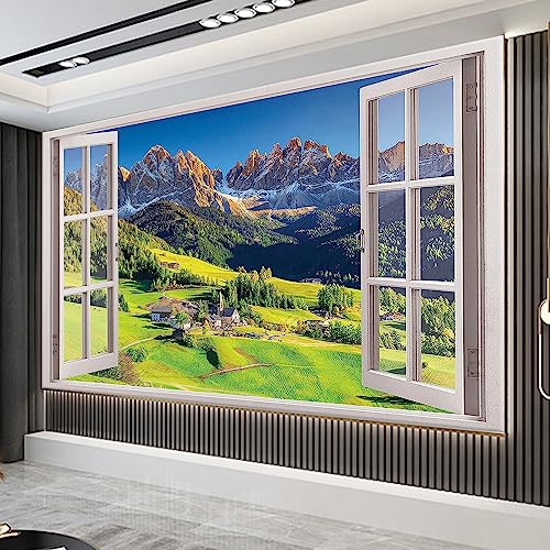 Trayosin 5D Diamond Painting Set für Erwachsene, Fenster Berge Natur Landschaft Full Diamond Set mit Diamond Painting Zubehör Diamant Painting Bilder als Geschenk and Home Wall Decor (150x60cm) von Trayosin