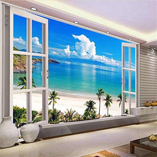 Trayosin Diamond Painting Bilder Erwachsene Seaside, 5D Diamant Malerei Bilder Landschaft vor dem Fenster Diamant Malerei Set Voller Drill Kreuzstich Set für Wanddekoration (100x40cm) von Trayosin