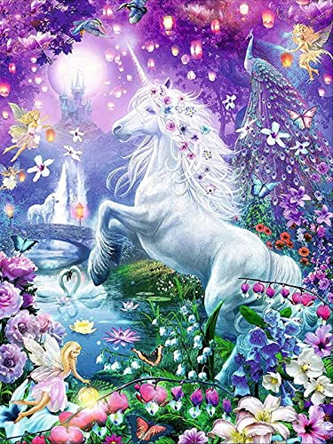 Trayosin Diamond Painting Einhorn Set mit Zubehör Diamant Painting Kinder Mädchen 5D Diamant Painting Bilder Erwachsene Bilder Groß für Geschenke und Hauswanddekorationen (Einhorn,30x40cm) von Trayosin