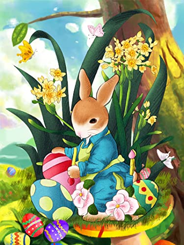 Trayosin Diamond Painting Kinder Set Mädchen Erwachsene Ostern 5D Diamant Painting Bilder mit Zubehör für Home Wand-Decor, Diamant Malerei Bilder Ostern Deko Geschenk Osterndeko (Osterhase B,30x40cm) von Trayosin