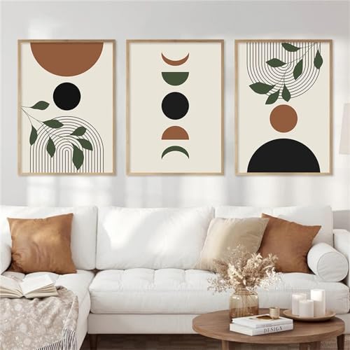 Trayosin Moderne Poster Set 3 Stück Abstrakt Kunstdruck Bilder Wandbilder Wanddeko Wohnzimmer & Schlafzimmer Boho Deko- ohne Bilderrahmen (30x40cm,Grün) von Trayosin