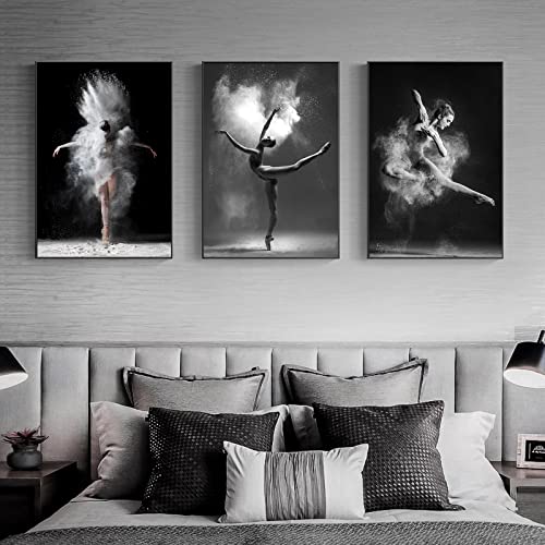 Trayosin Poster Set Schwarz-weiße Ballett Leinwand Bilder Wanddeko Art,Premium Wandbilder,3 Teilig Kunstdruck Modern Wandbilder,Bilder Wohnzimmer Deko Schlafzimmer,ohne Rahmen (21x30cm) von Trayosin