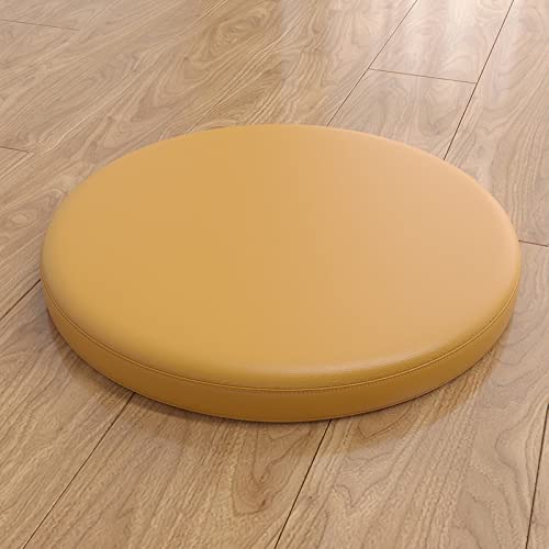 Trayosin Sitzkissen Rund Sitzkissen Stuhl Memory Foam aus Kunstleder Sitzkissen Boden Rund Sitzauflagen Dauerhaft rutschfest Gemütlich Sitzpolster für Tatami Garten Büro (Gelb,30cm) von Trayosin