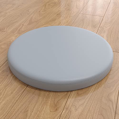 Trayosin Sitzkissen Rund Sitzkissen Stuhl Memory Foam aus Kunstleder Sitzkissen Boden Rund Sitzauflagen Dauerhaft rutschfest Gemütlich Sitzpolster für Tatami Garten Büro (Grau,30cm) von Trayosin