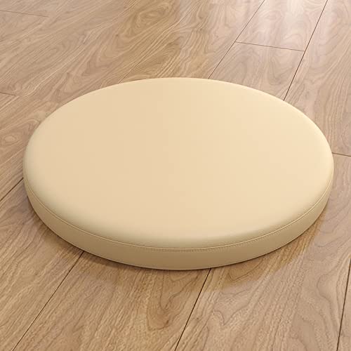 Trayosin Sitzkissen Rund Sitzkissen Stuhl Memory Foam aus Kunstleder Sitzkissen Boden Rund Sitzauflagen Dauerhaft rutschfest Gemütlich Sitzpolster für Tatami Garten Büro (Hellgelb,30cm) von Trayosin