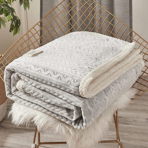 Trayosin Warm Decke Sofa Kuscheldecke Flauschig Winter Dicke Sofadecke Tagesdecke Kuscheldecke Flauschig XXL Decke mit edlem und schlichten Strickmuster (Grau,150×200cm) von Trayosin