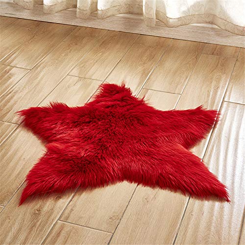 Trayosin Weiches Kunstfell Stern Form Teppich Badteppich Plüsch Kinderteppich für Schlafzimmer Wohnzimmer (Rot) von Trayosin