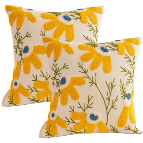 Traziewell Kissenbezüge mit Blumenmuster 18x18 Kissenhülle 2er Set Quadratisch Dekorativ 45x45 cm Kopfkissenbezüge für Sofa Schlafzimmer Wohnzimmer 00414 Traziewell Kissenbezüge mit Blumenmuster 18x18 Kissenhülle 2er Set Quadratisch Dekorativ 45x45 cm Kopfkissenbezüge für Sofa Schlafzimmer Wohnzimmer 00414 von Traziewell