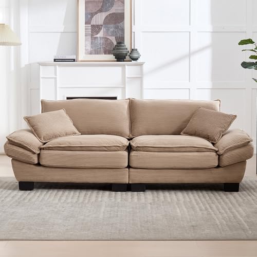 Trdlpyn 2-Sitzer-Sofa, gepolstertes Möbelstück, 2-Sitzer-Sofa mit Kissen, Wohnzimmer-Sofa mit Rückenlehne, Doppelsofas für Wohnzimmer/Schlafzimmer/Büro, Khaki von Trdlpyn