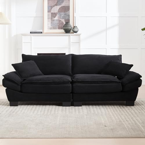 Trdlpyn 2-Sitzer-Sofa, gepolstertes Möbelstück, 2-Sitzer-Sofa mit Kissen, Wohnzimmer-Sofa mit Rückenlehne, Doppelsofas für Wohnzimmer/Schlafzimmer/Büro, Schwarz von Trdlpyn